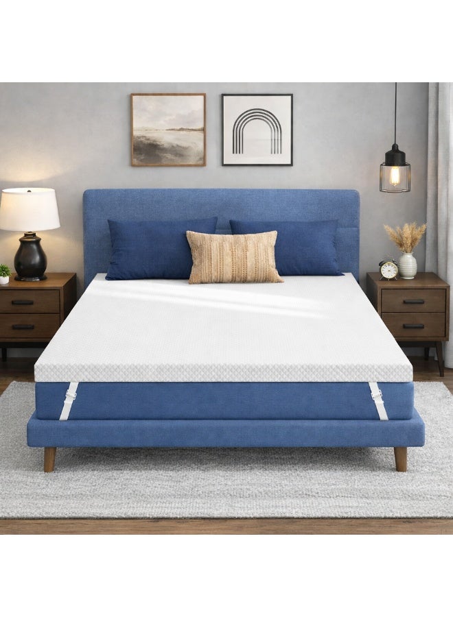 Rexal Home Reversible 5 cm Gel-Infused Memory Foam Mattress Topper – Cooling Pressure Relief, Medium-Soft Comfort, Washable Knit Cover, 140 × 200 cm - Image 1